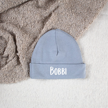 Personalized Baby Hat Grey/Blue