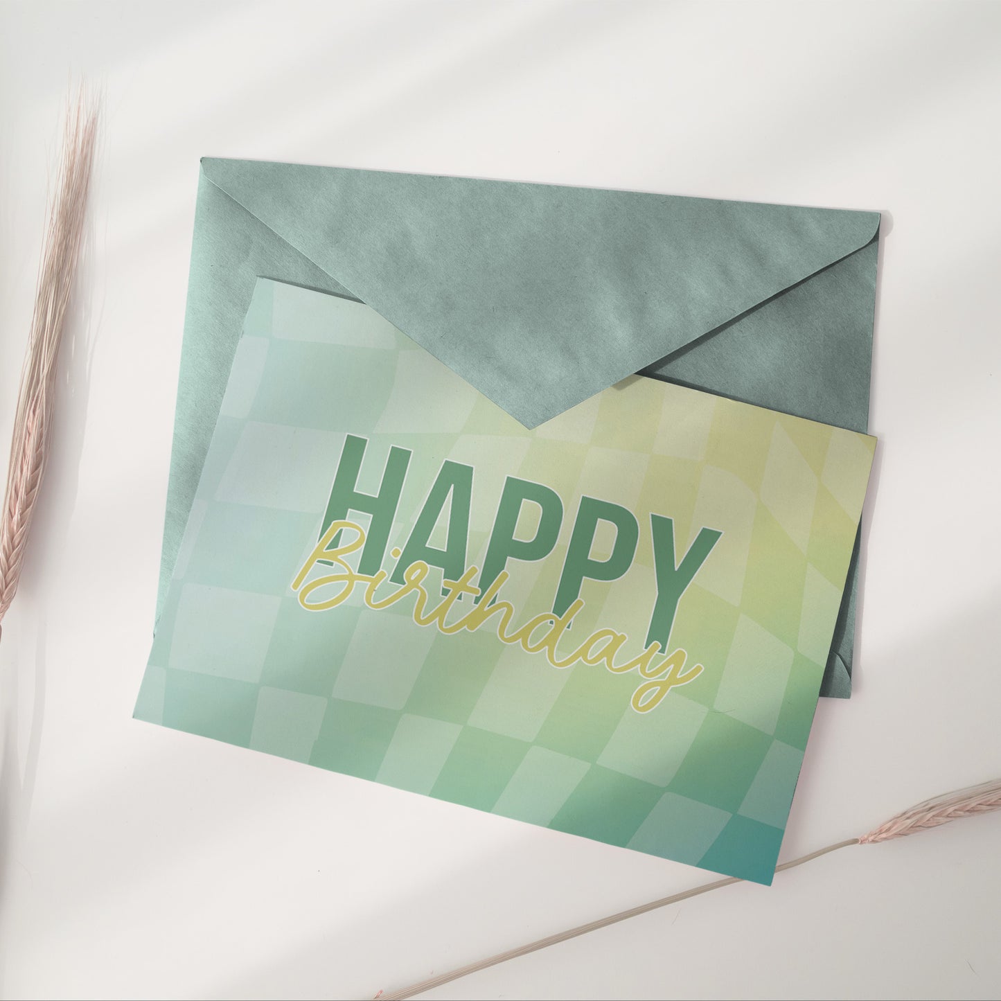 Happy Birthday Greeting Card Green