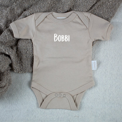 Baby Romper With Name Cream