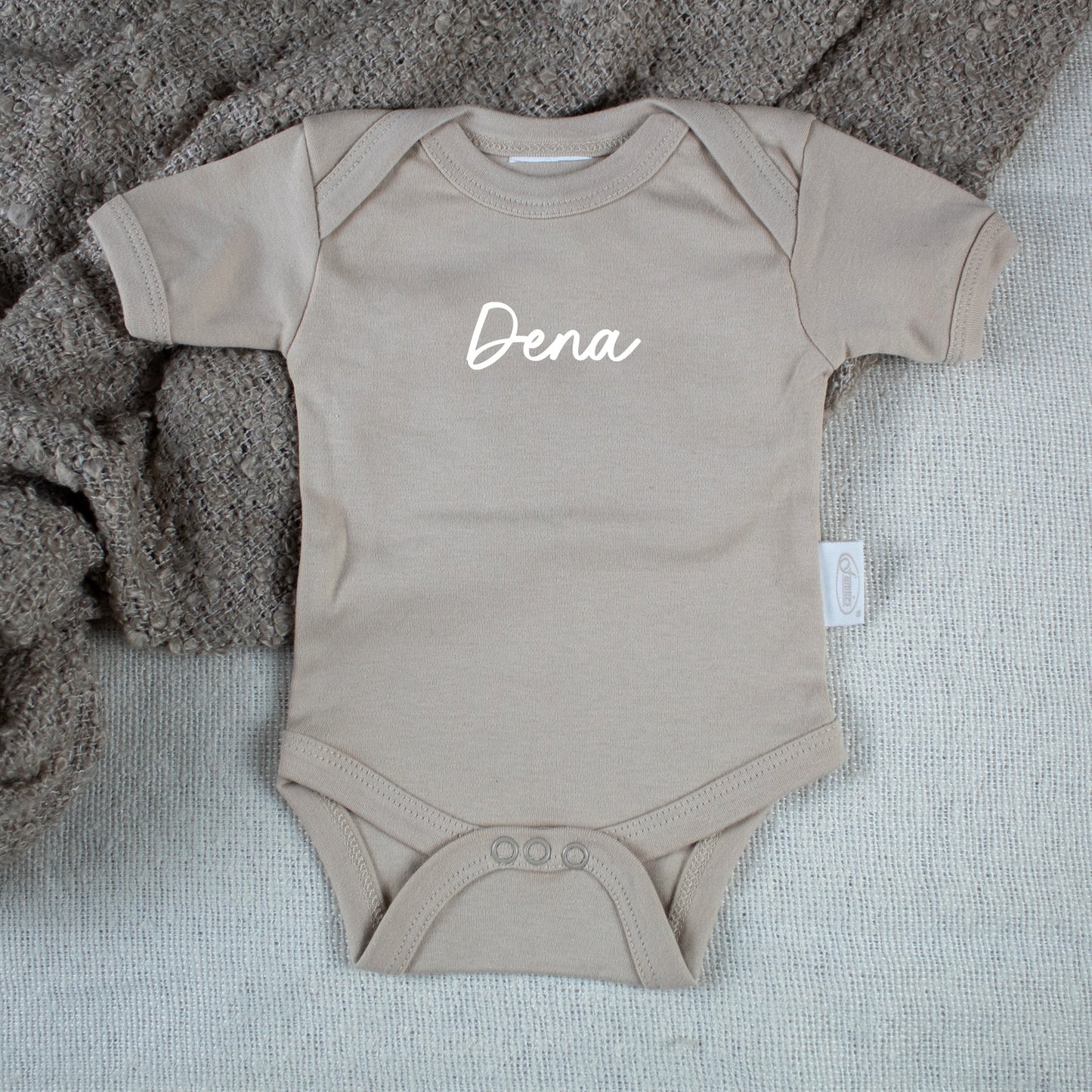 Baby Romper With Name Cream