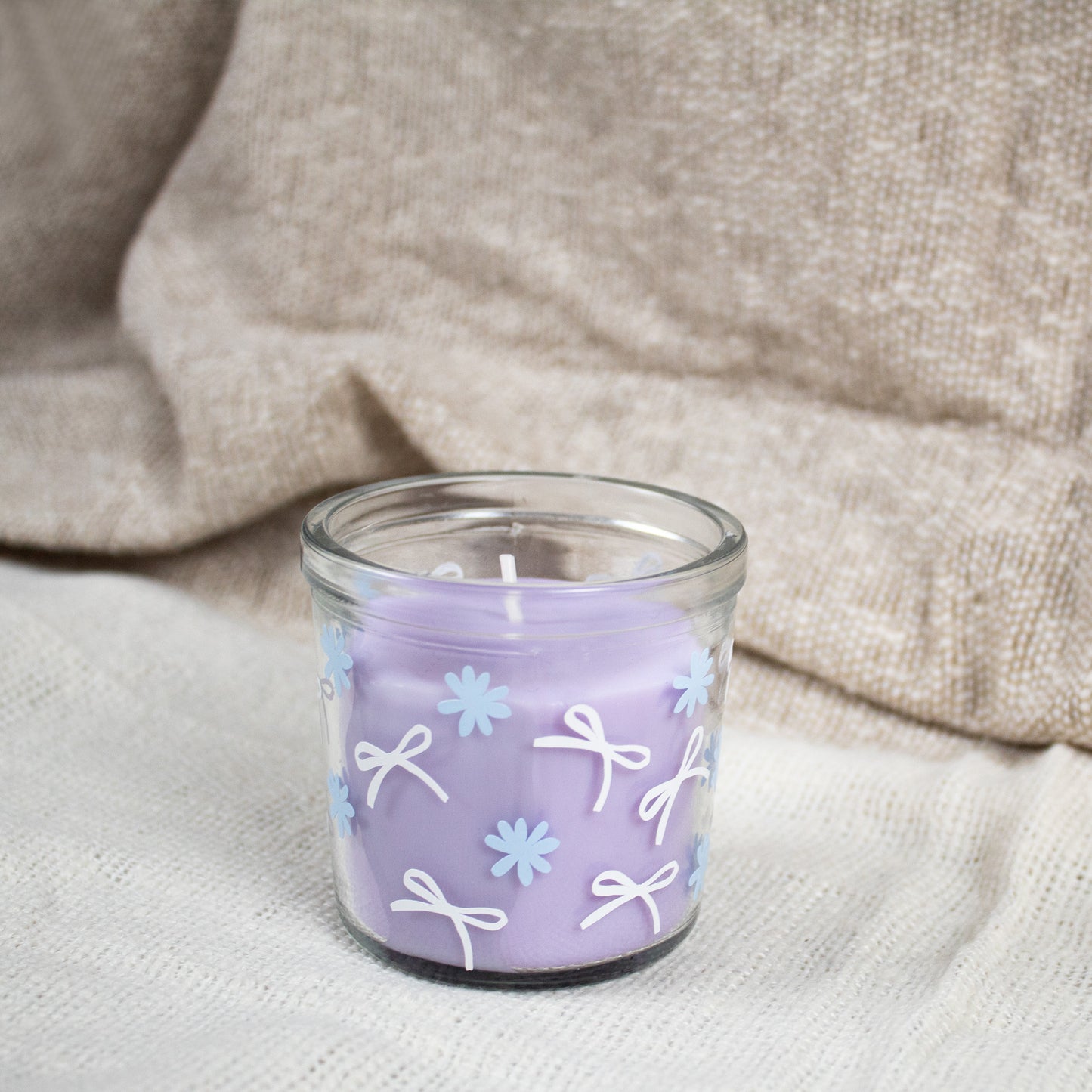 Purple Bow Flower Candle