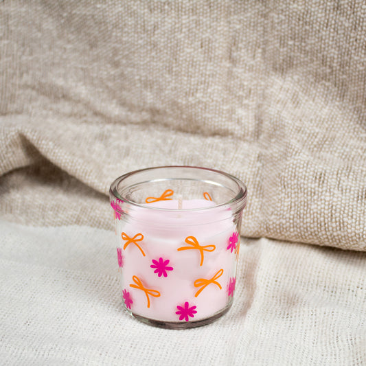 Pink Bow Flower Candle